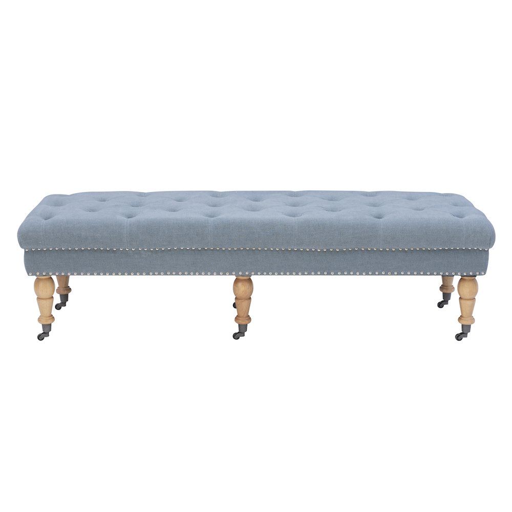 Isabelle Washed Blue Linen 62 Inches Bench. Picture 2