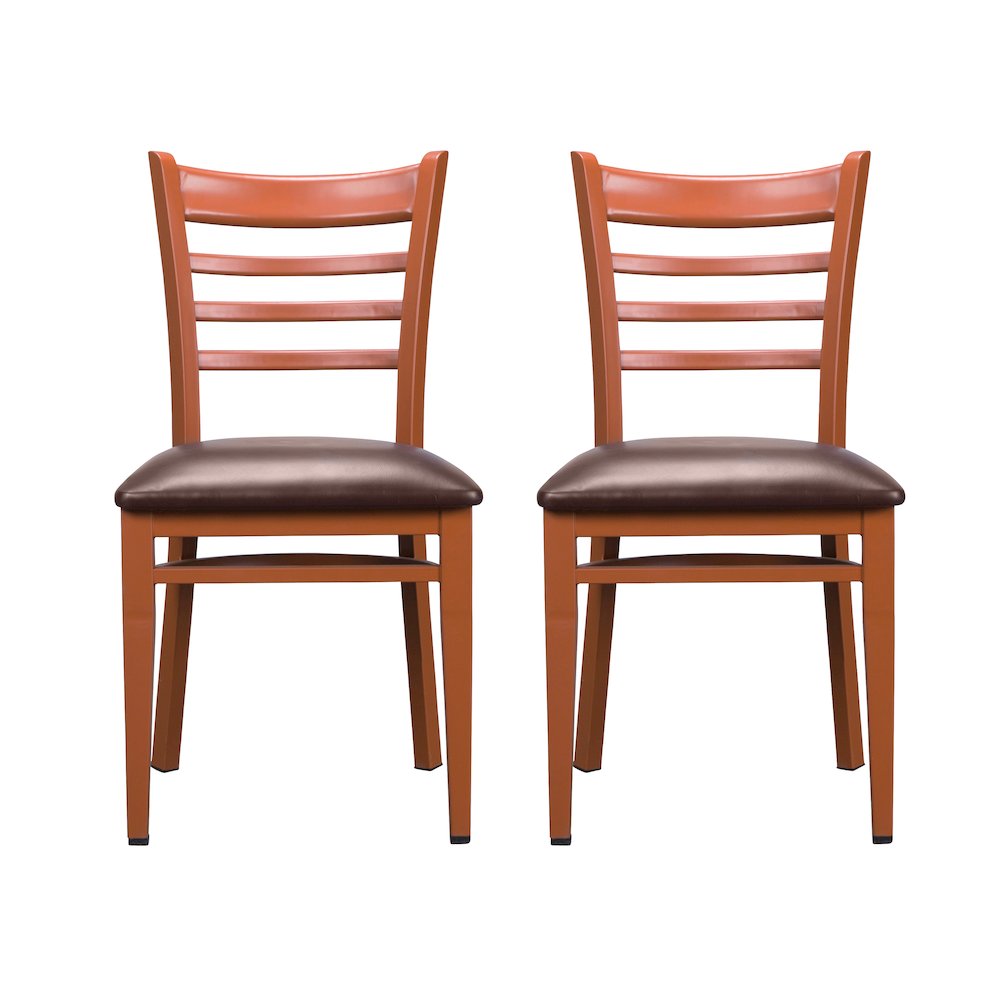 Baxter Metal Side Chair Honey  Burgundy Set Of 2. Picture 1