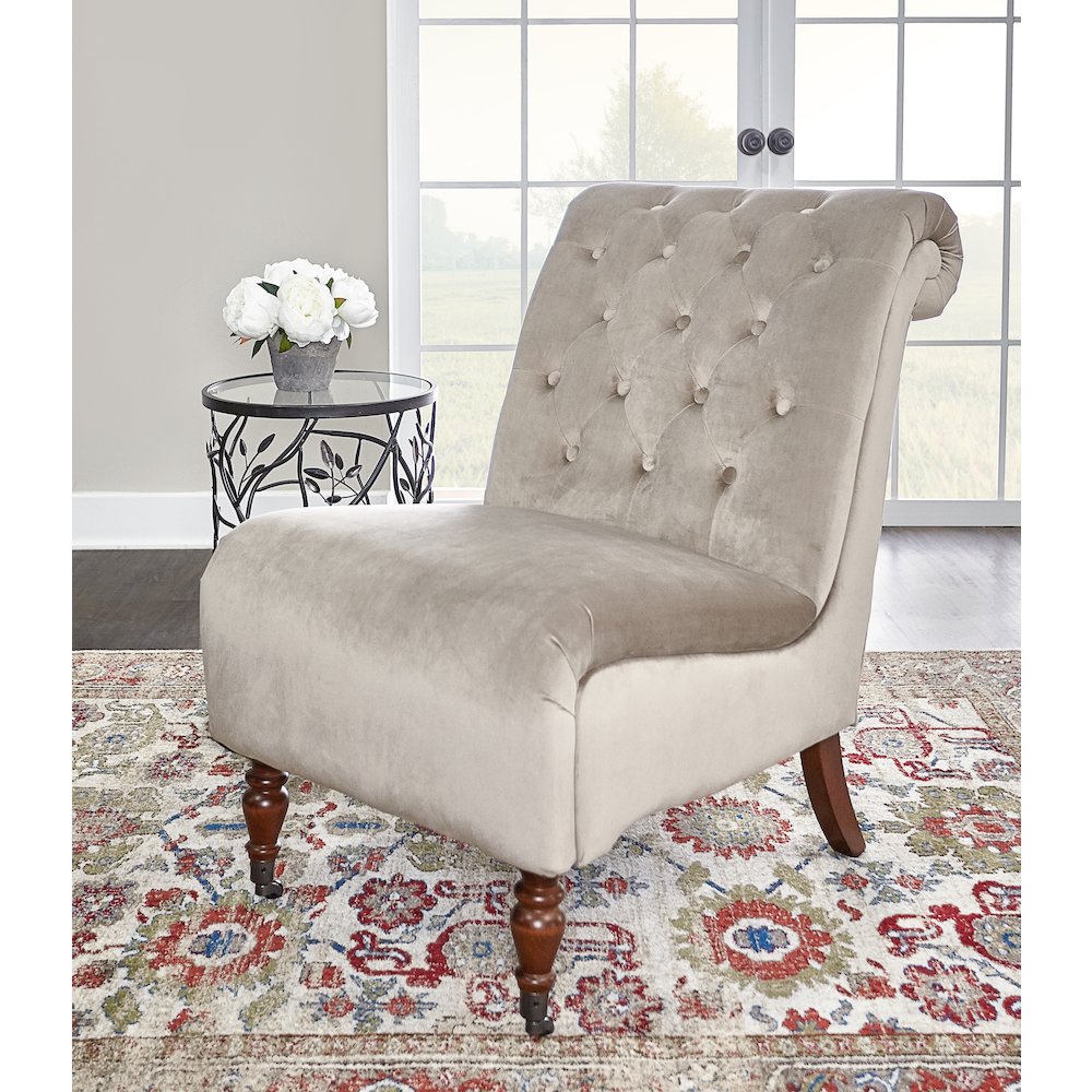 Cora Mink Tufted Slipper Chair. Picture 1