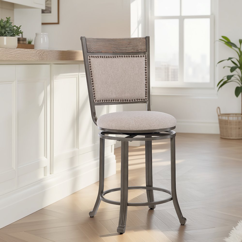 Franklin Swivel Counter Stool, Pewter. Picture 4