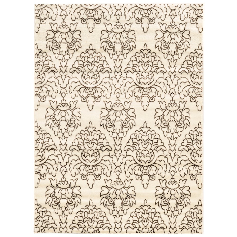 Elegance Damask Cream & Brown 8' X 10', Rug. Picture 1
