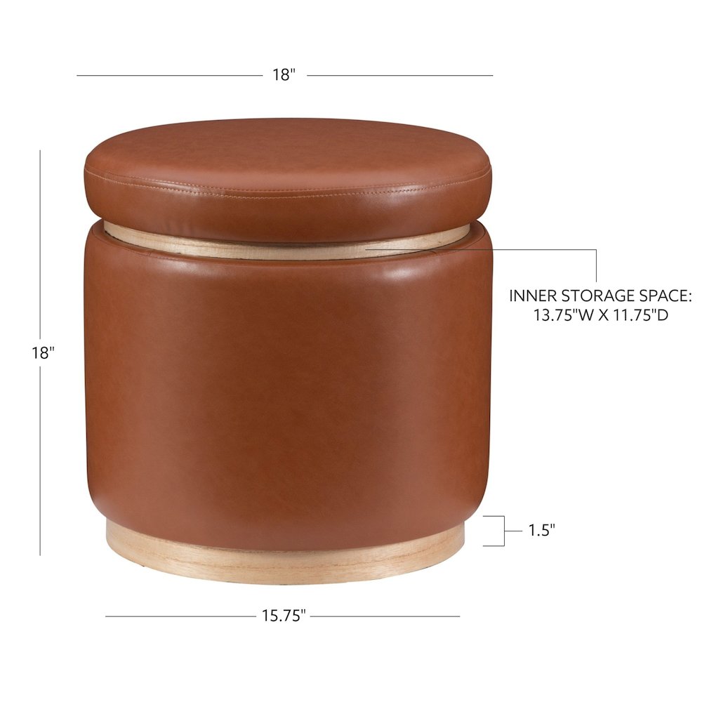 Blanche Storage Ottoman Caramel Pu. Picture 13
