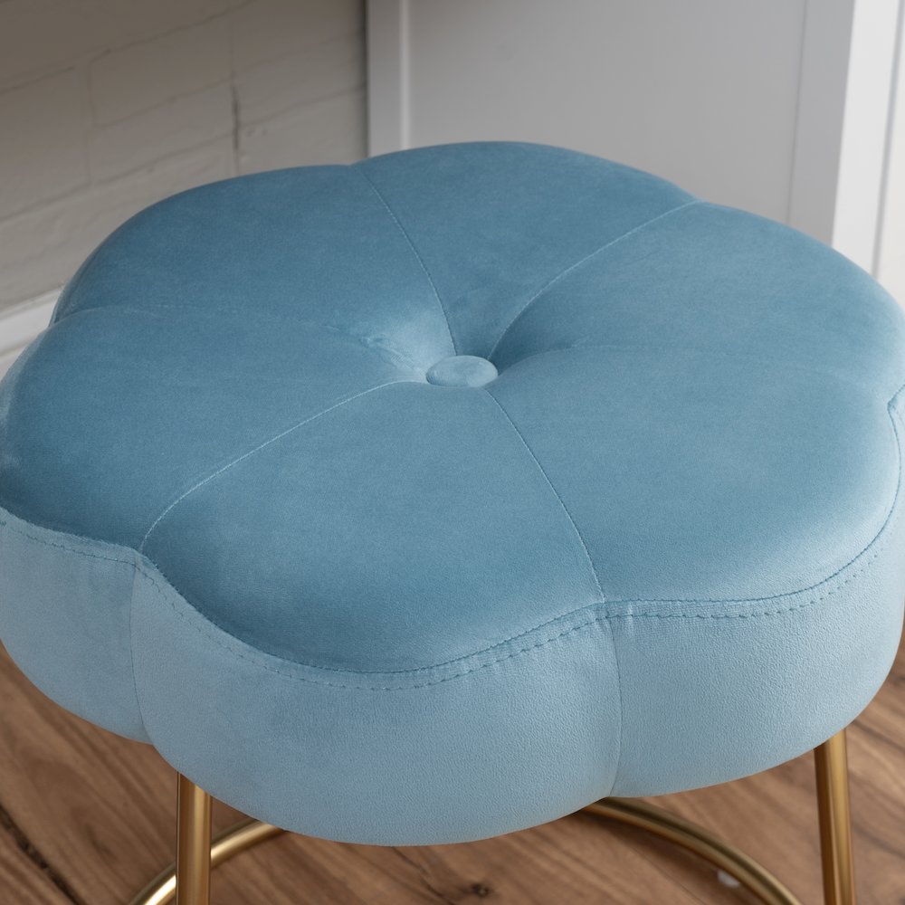 Seraphina Accent Vanity Stool, Blue. Picture 2