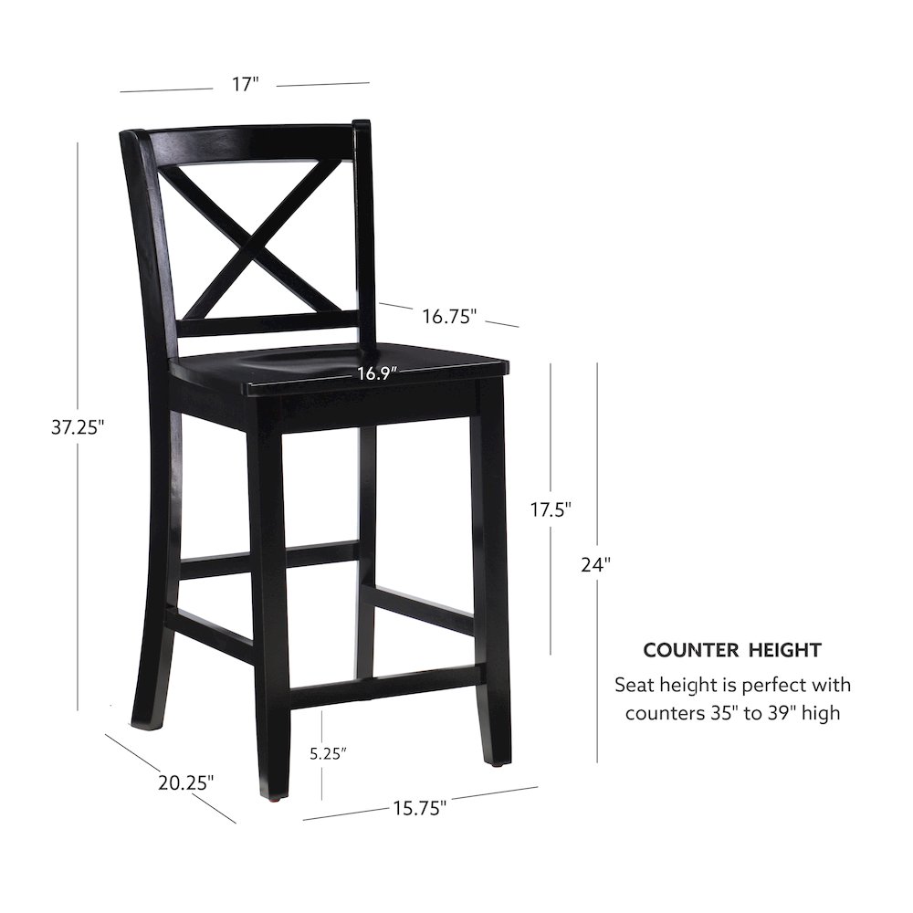 Black 24 In X Back Counter Stool. Picture 12