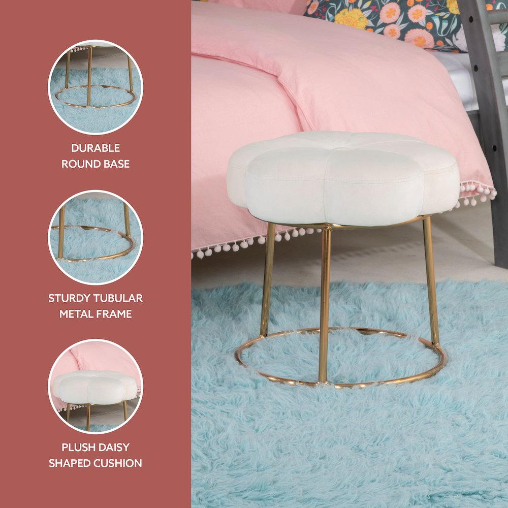 Seraphina Accent Vanity Stool, White. Picture 9