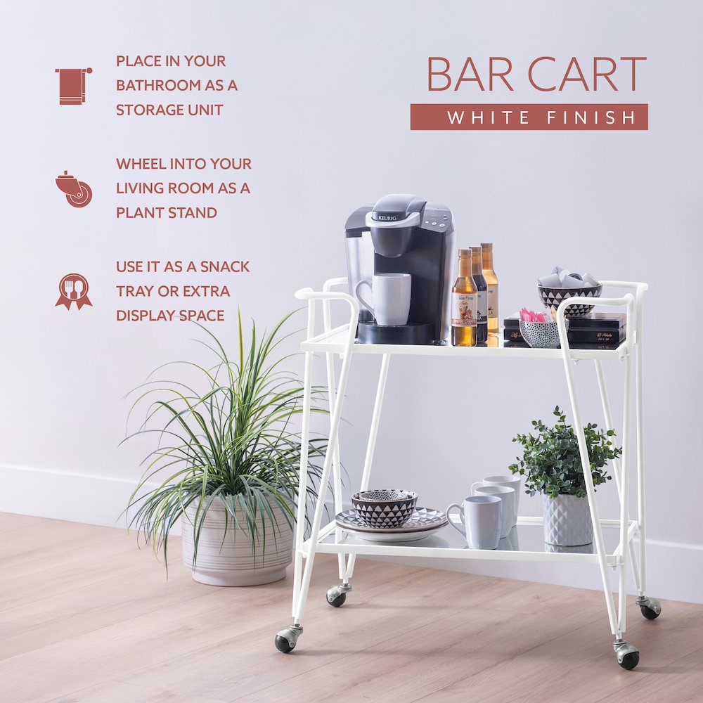 White Mid-Century Bar Cart. Picture 9