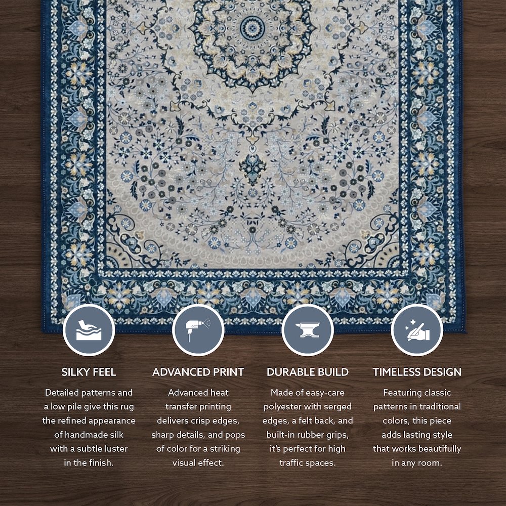 Emerald Paulson Cream & Blue 5x7, Rug. Picture 2