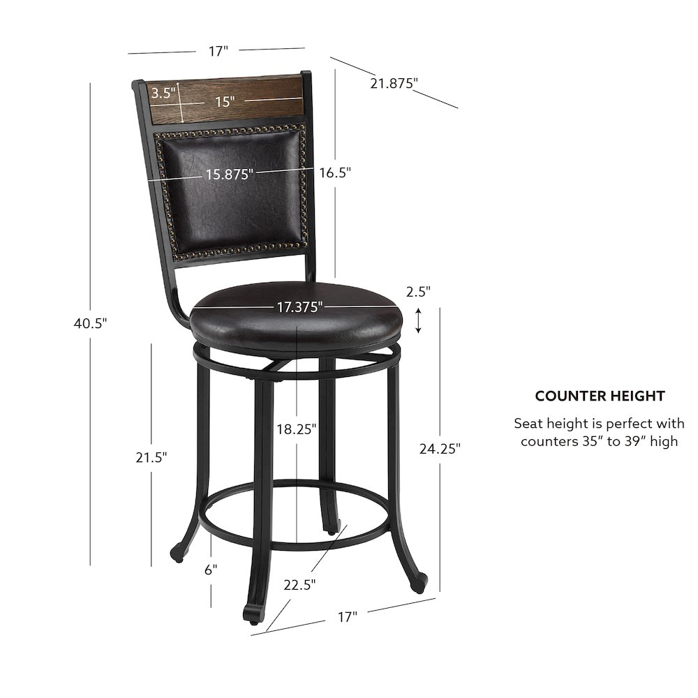 Franklin Swivel 24 inch Counter Stool Brown. Picture 15