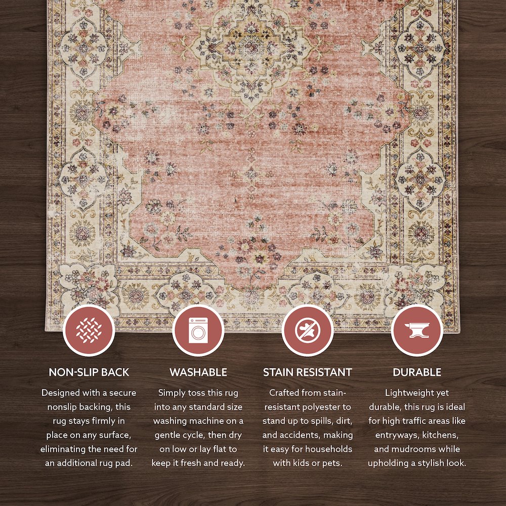 Washable Blanton Pink/Ivory 2x8, Rug. Picture 2