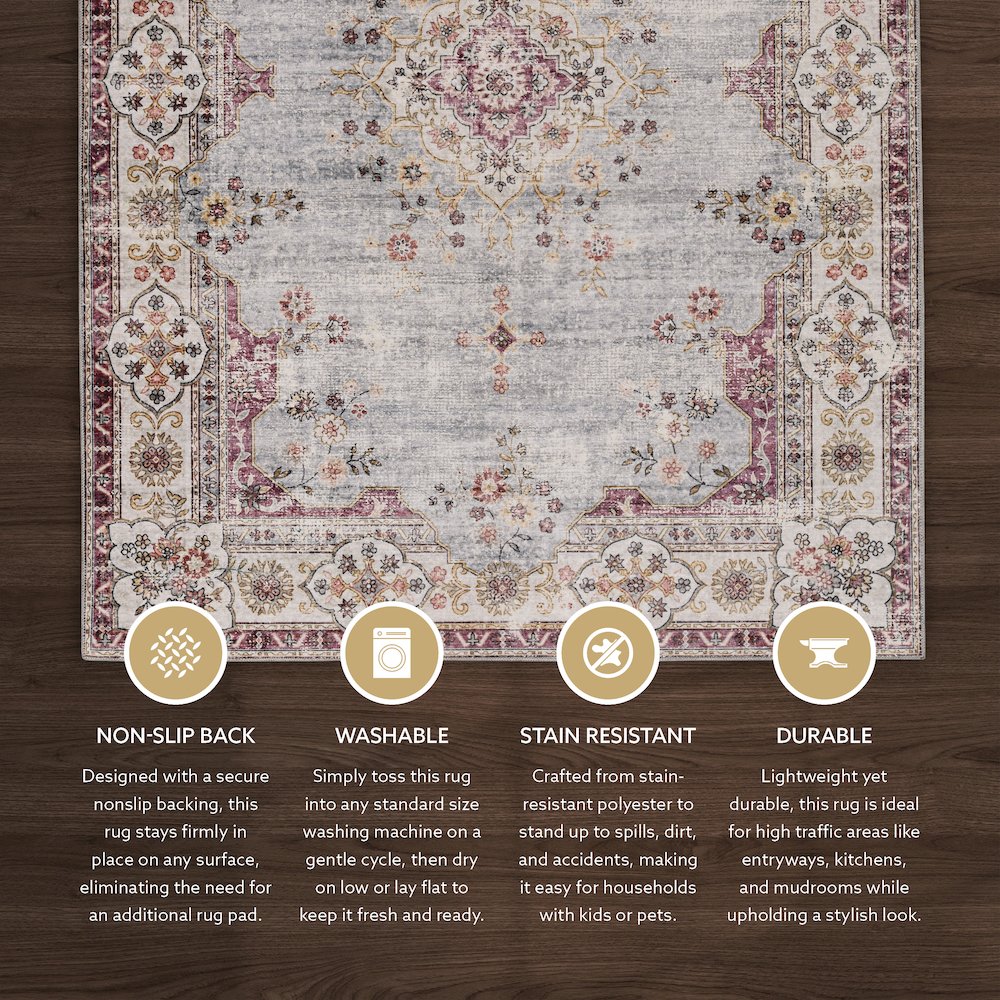 Washable Lennox Pale Blue/Ivory 2x3, Rug. Picture 3