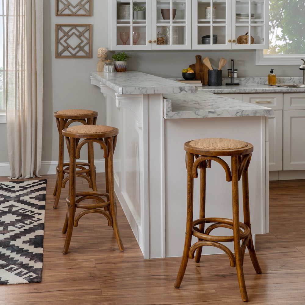 Rae Walnut Backless Bar Stool. Picture 2