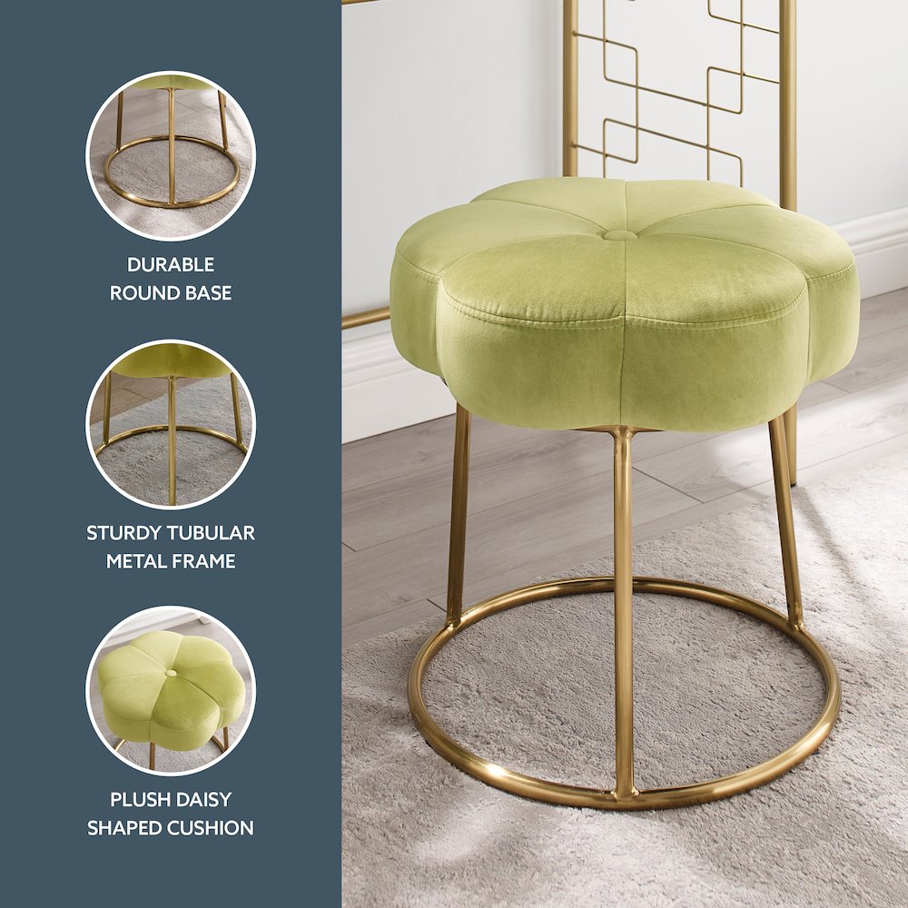 Seraphina Accent Vanity Stool, Green. Picture 8