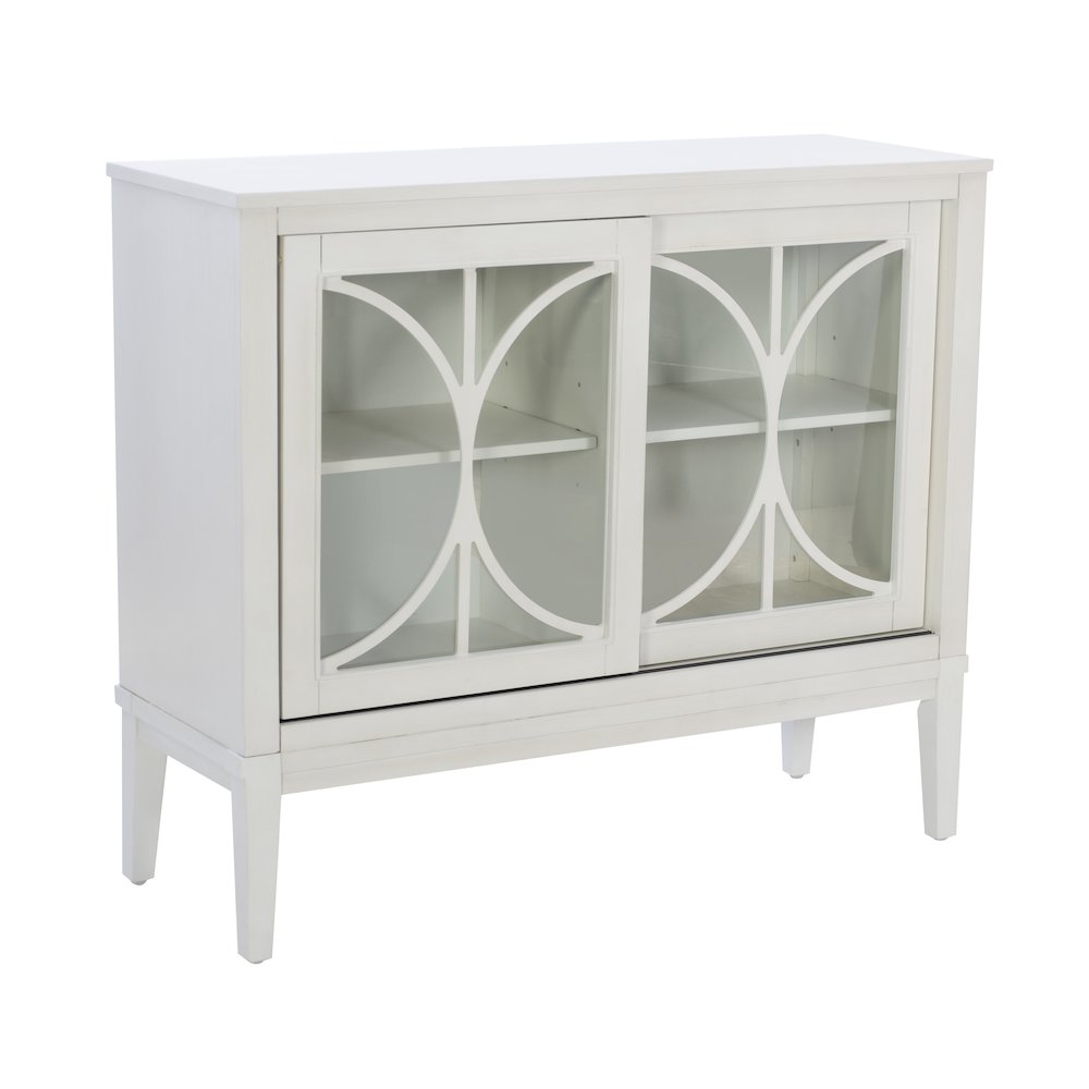 Monroe Wood 2 Sliding Door Accent Cabinet White. Picture 1