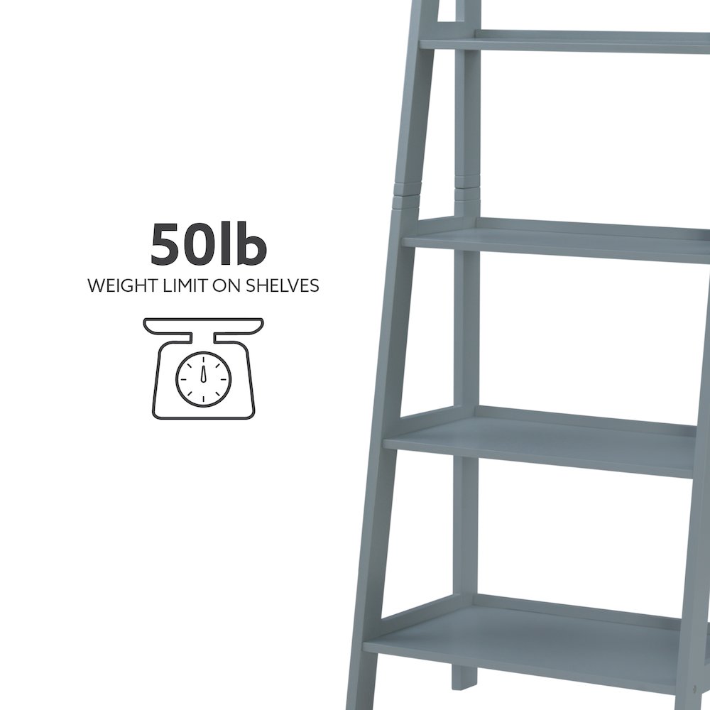 Acadia Ladder Bookshelf, Grey. Picture 13