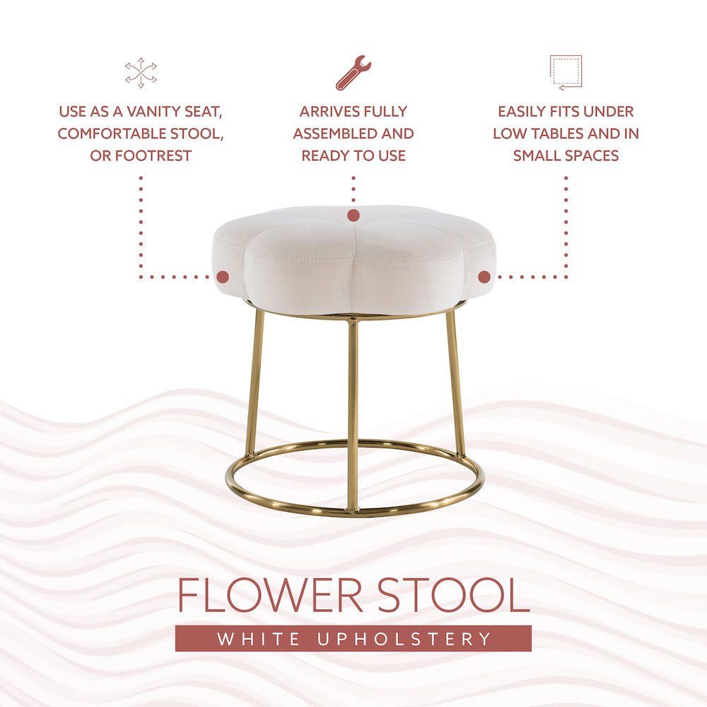 Seraphina Accent Vanity Stool, White. Picture 11