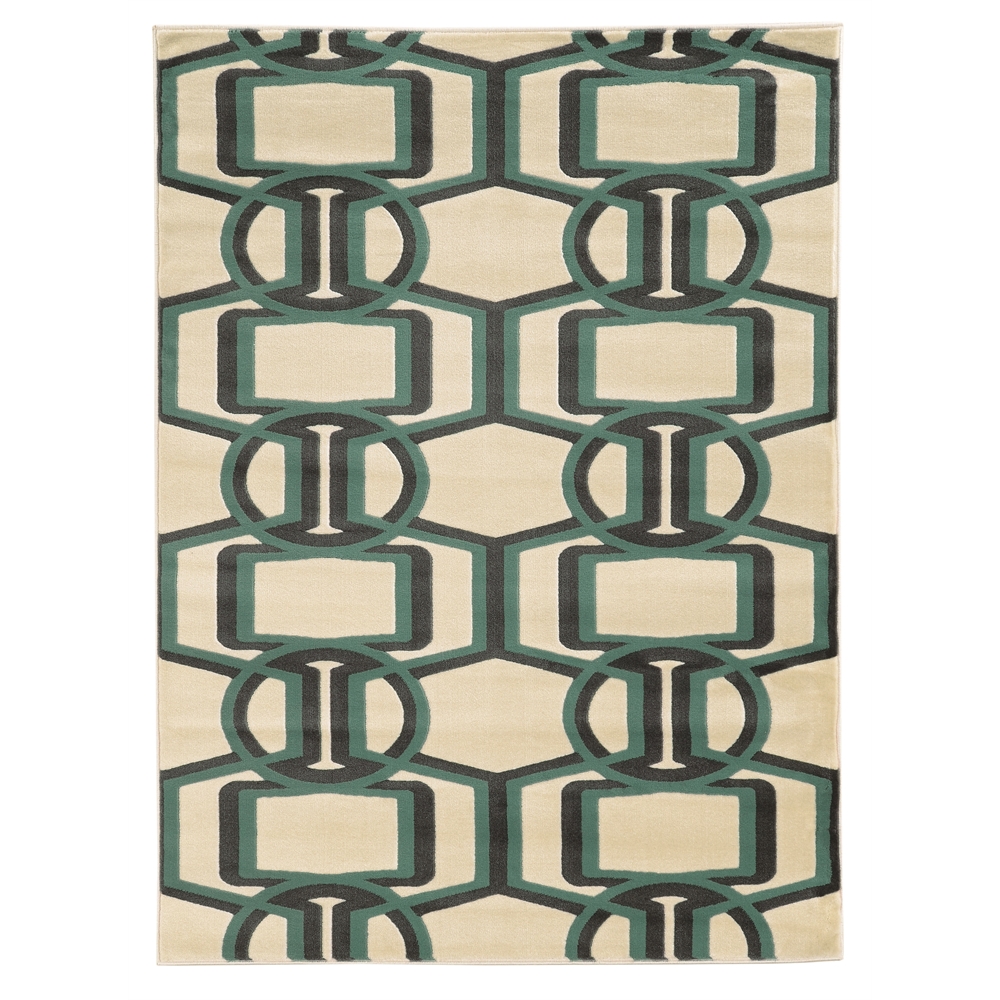 Roma Bridle Grey & Turquoise 8x10, Rug. Picture 1