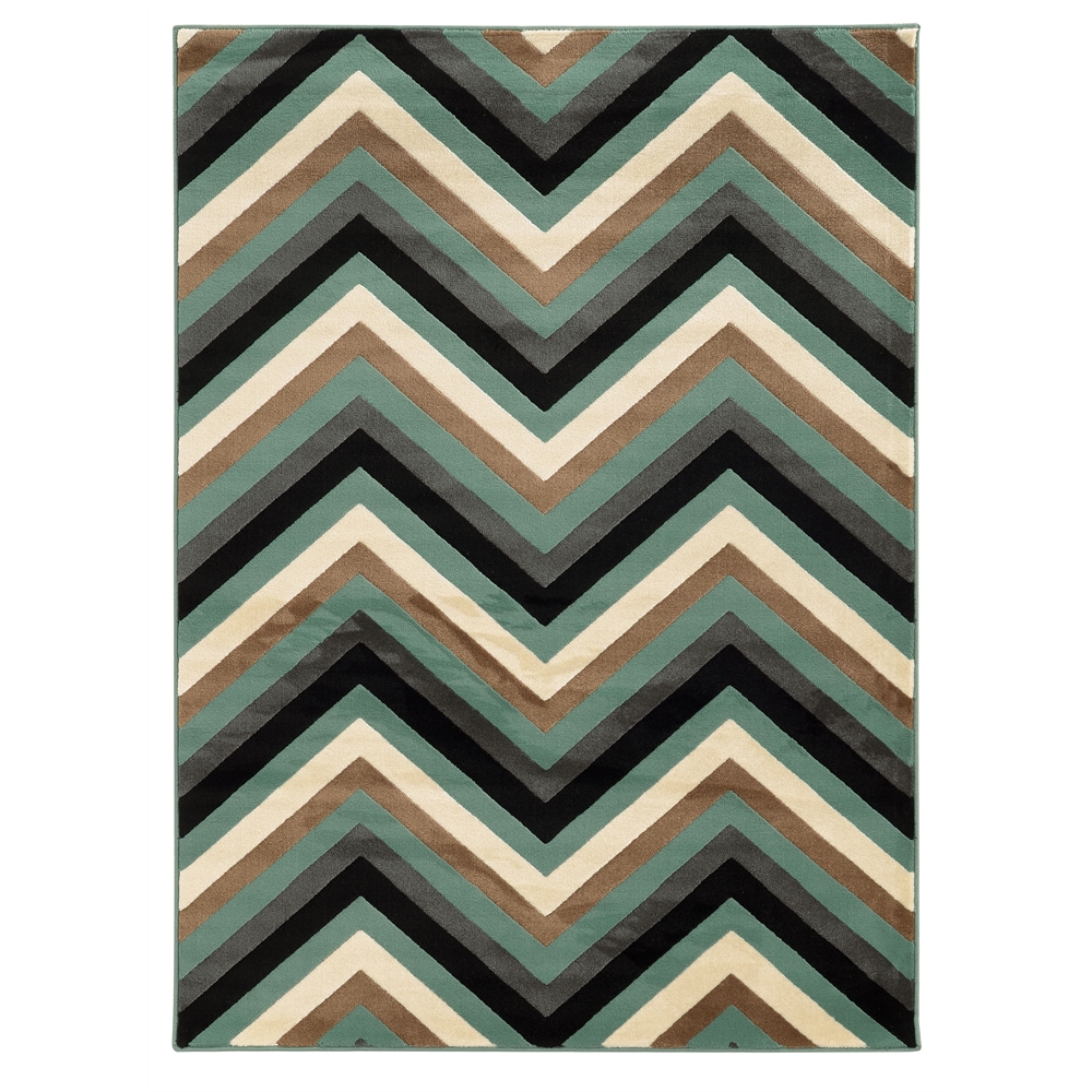 Roma Chevron Turquoise & Grey 5x7, Rug. Picture 1