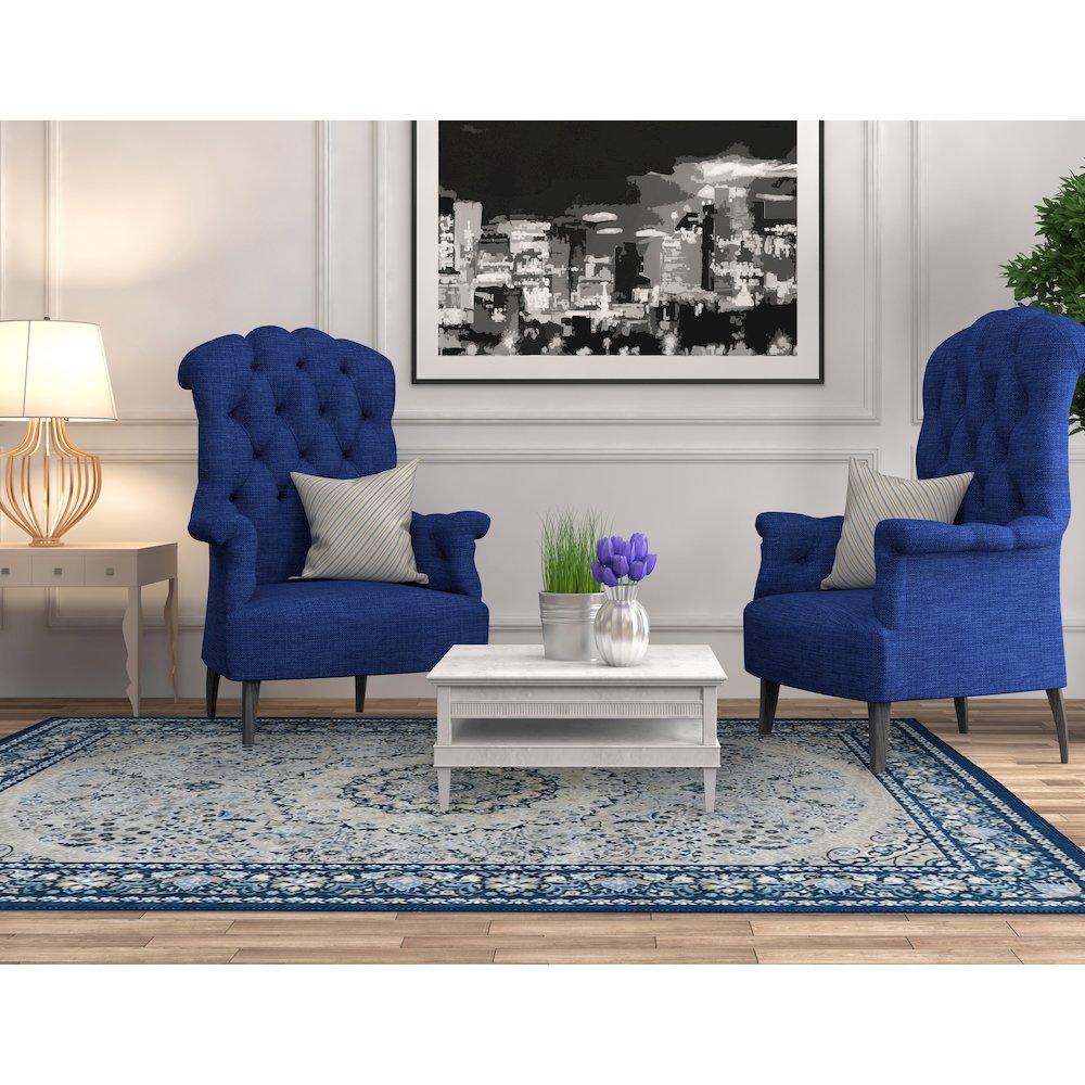 Emerald Paulson Cream & Blue 6.7x9.7, Rug. Picture 1