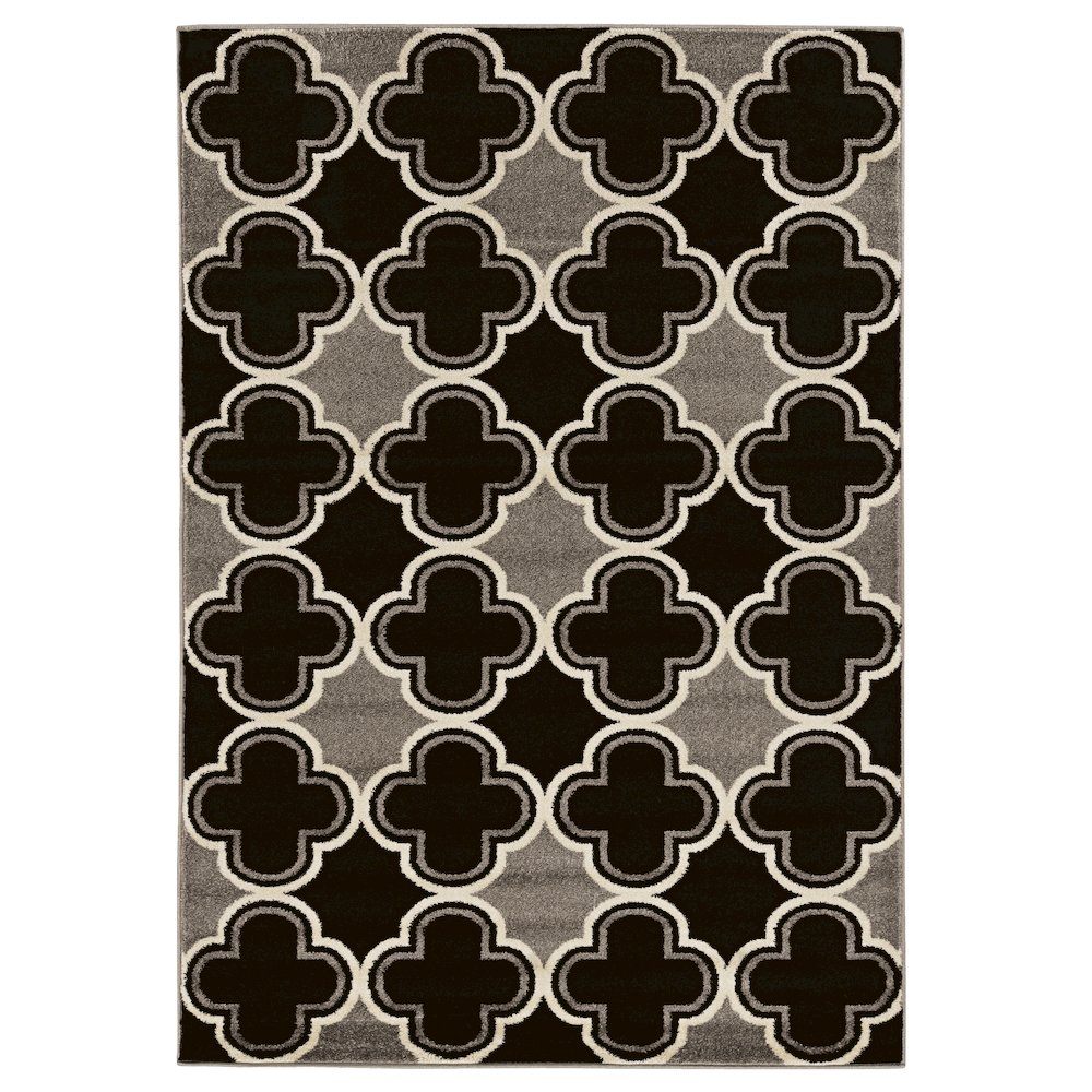 Claremont Quatrefoil Black/Grey 8'x10' Rug. Picture 1