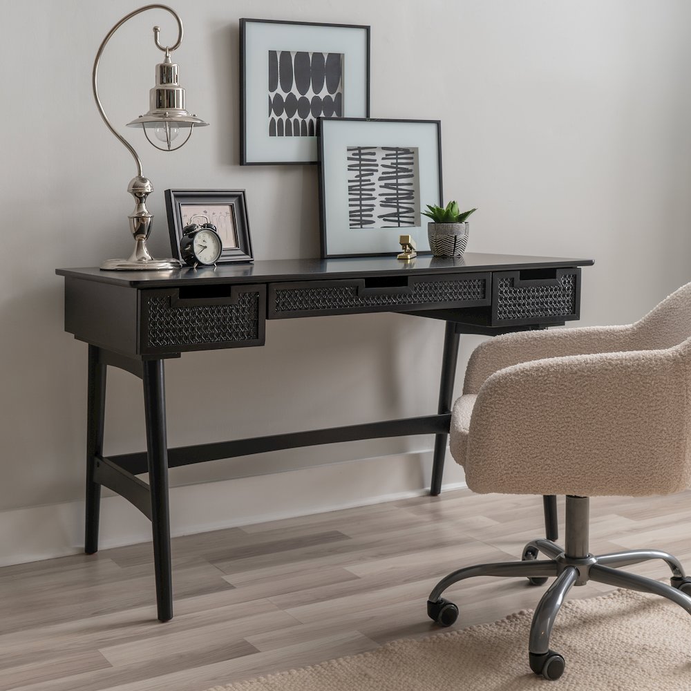 Ryker Rattan Desk Black. Picture 2