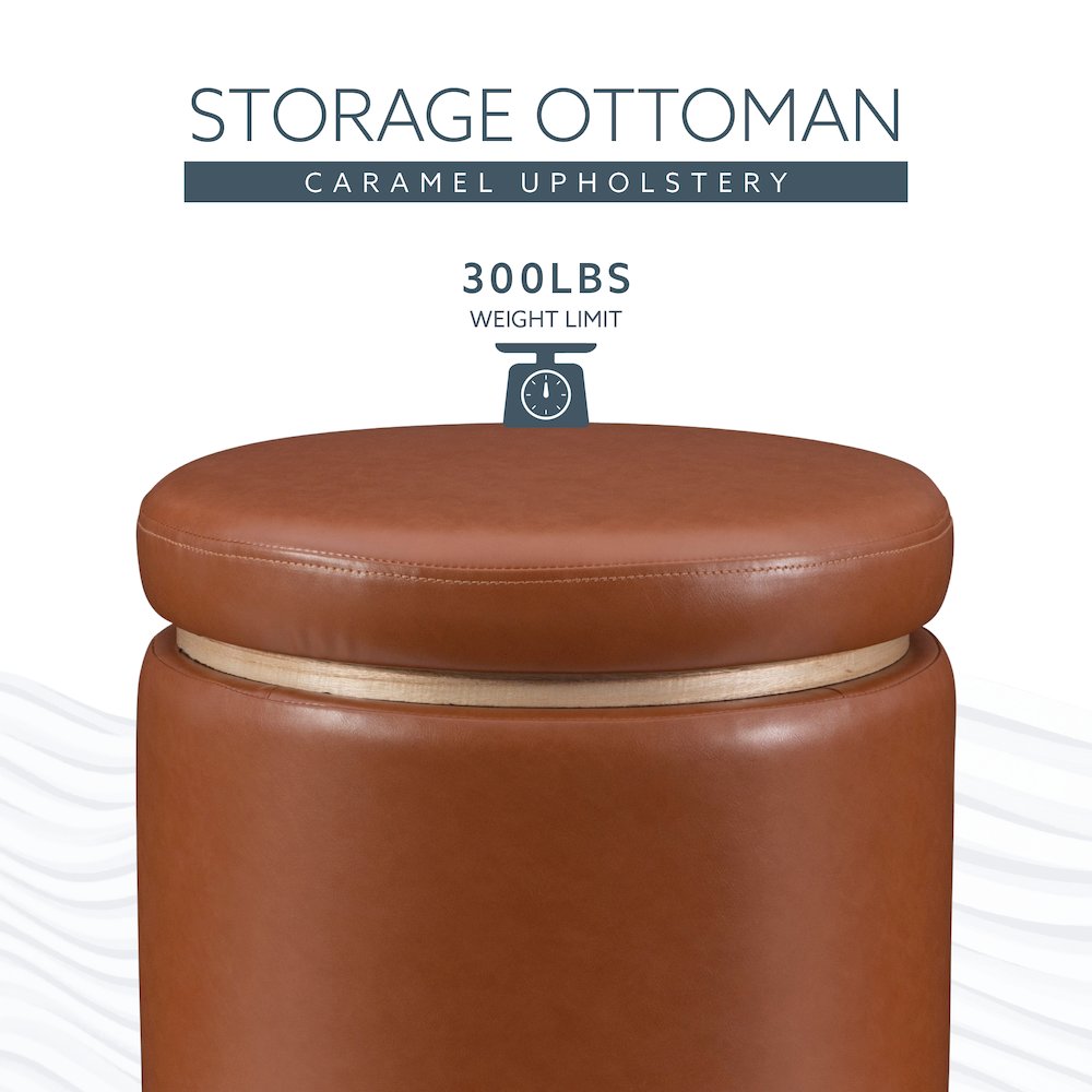Blanche Storage Ottoman Caramel Pu. Picture 12