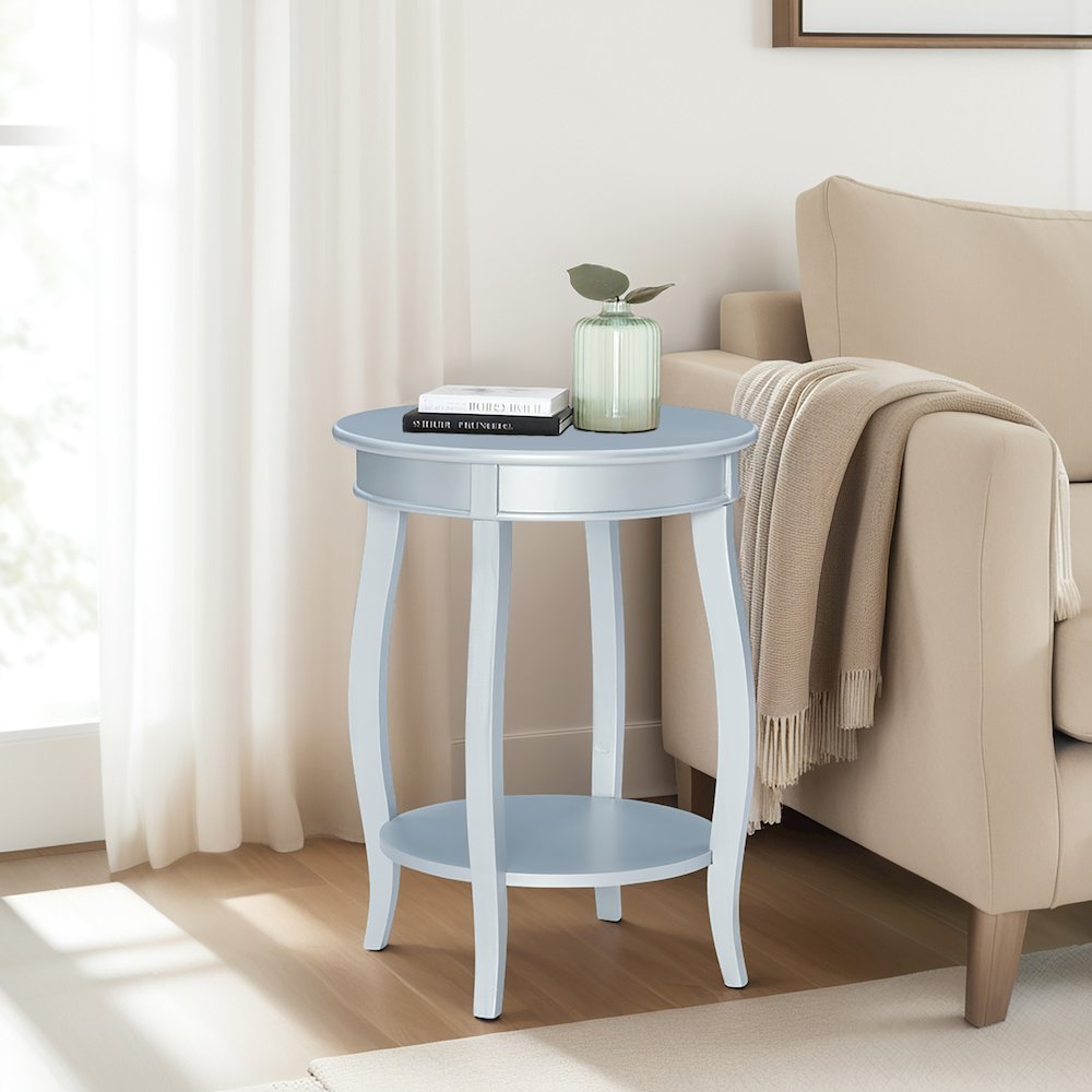 Silver Round Table with Shelf. Picture 4