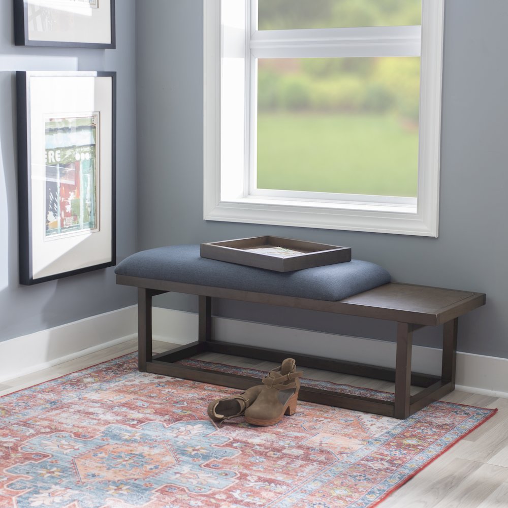 Georgia Bench With Tray Brown Navy. Picture 5