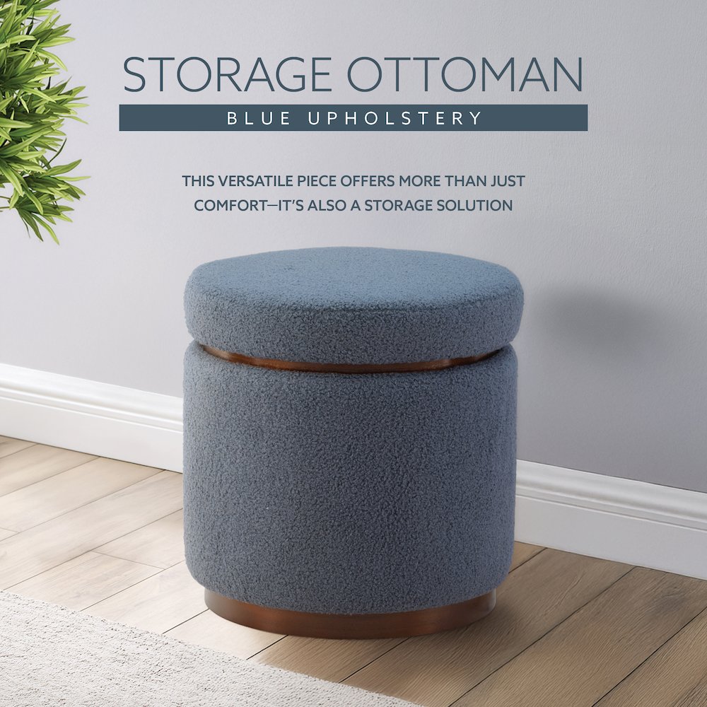 Blanche Storage Ottoman Blue Gry Walnut. Picture 7