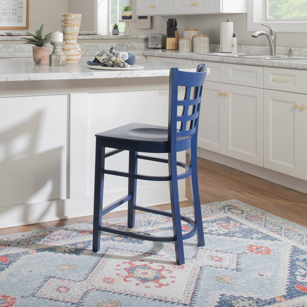 Lola Navy Counter Stool W Wood Seat. Picture 4
