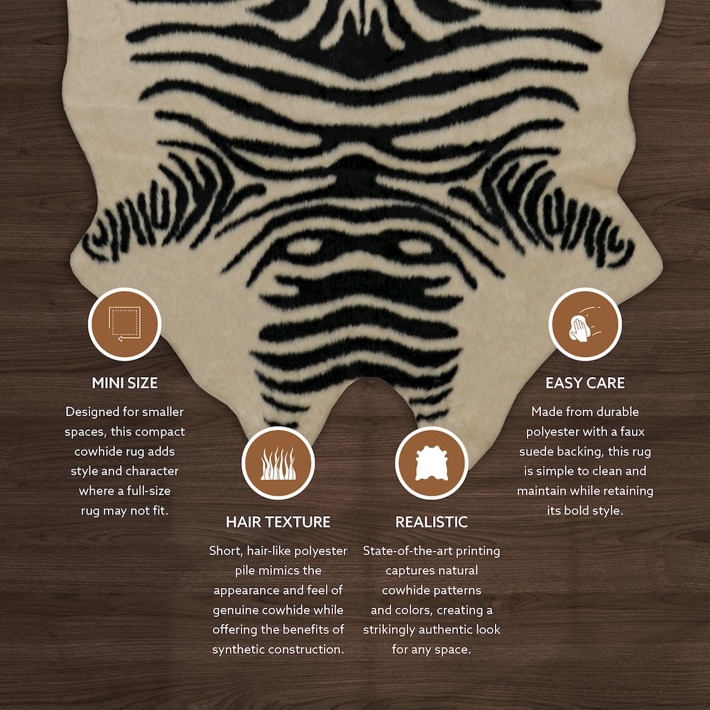 FAUX COW HIDE MINI ZEBRA IVYBLK, Rug. Picture 2