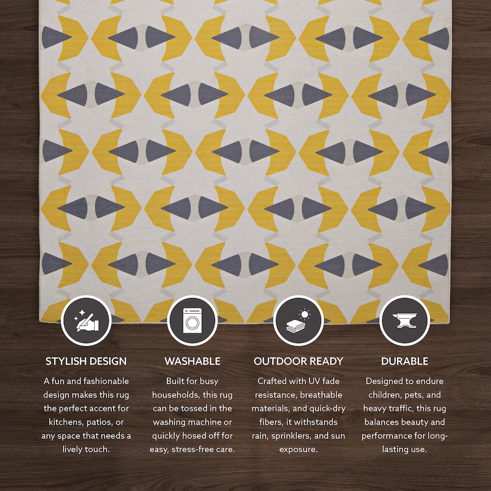 Outdoor Washable Hialeah Ivory & Yellow 7' X 9', Rug. Picture 5