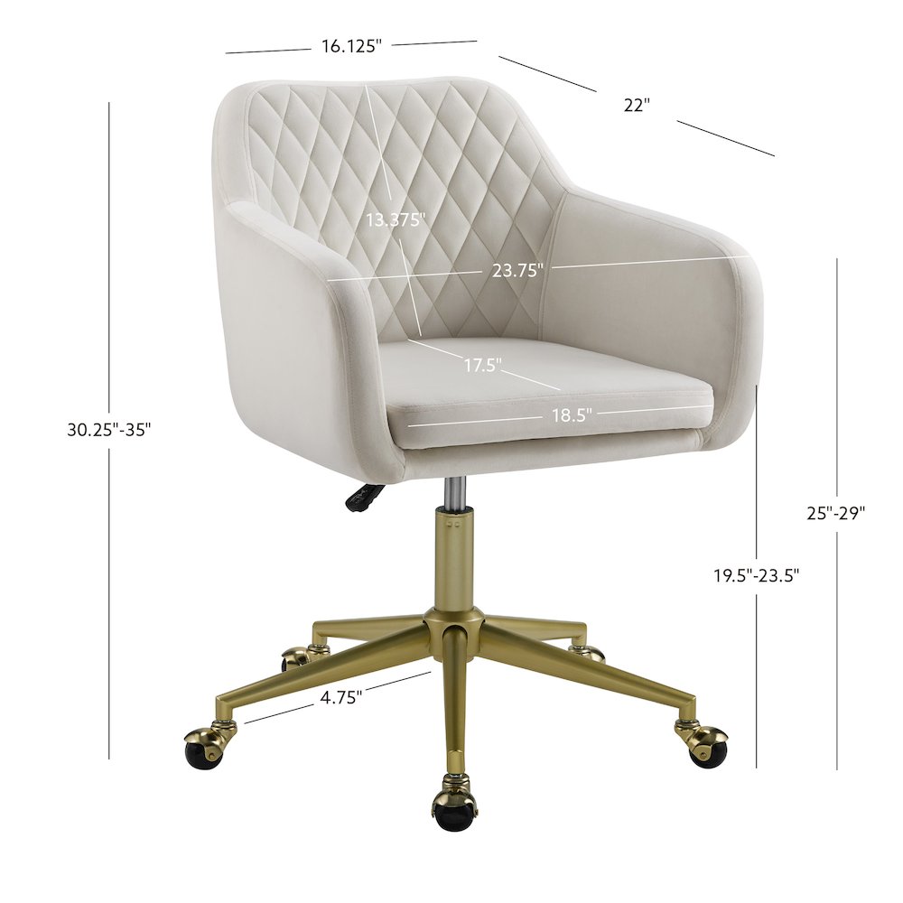 Imogen Quilted Office Chair Off White. Picture 14