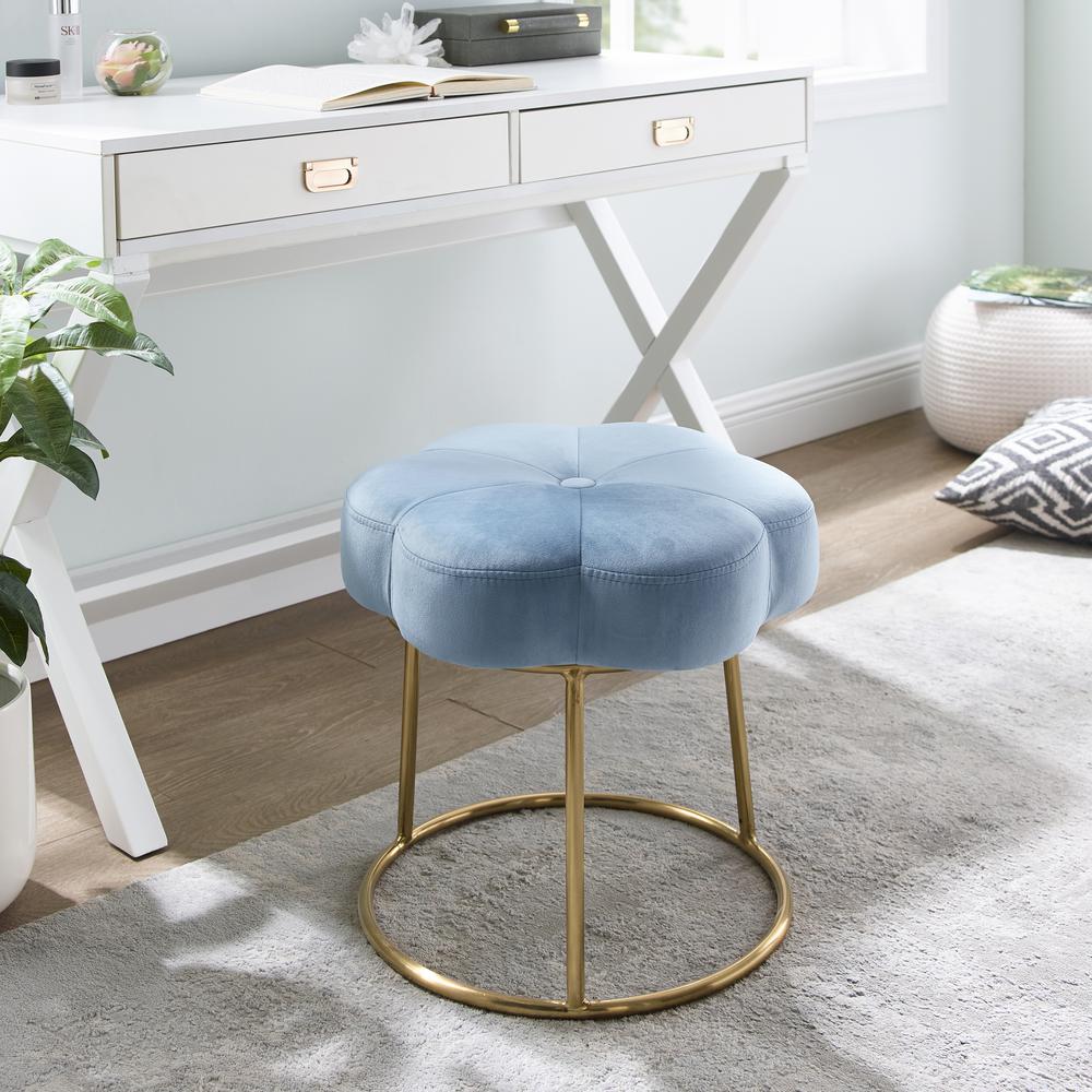Seraphina Accent Vanity Stool, Blue. Picture 1