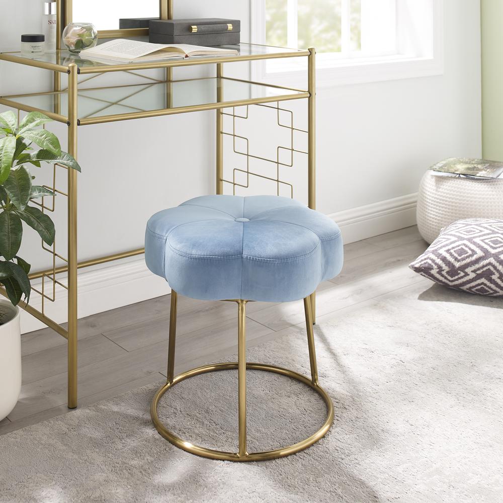 Seraphina Accent Vanity Stool, Blue. Picture 3
