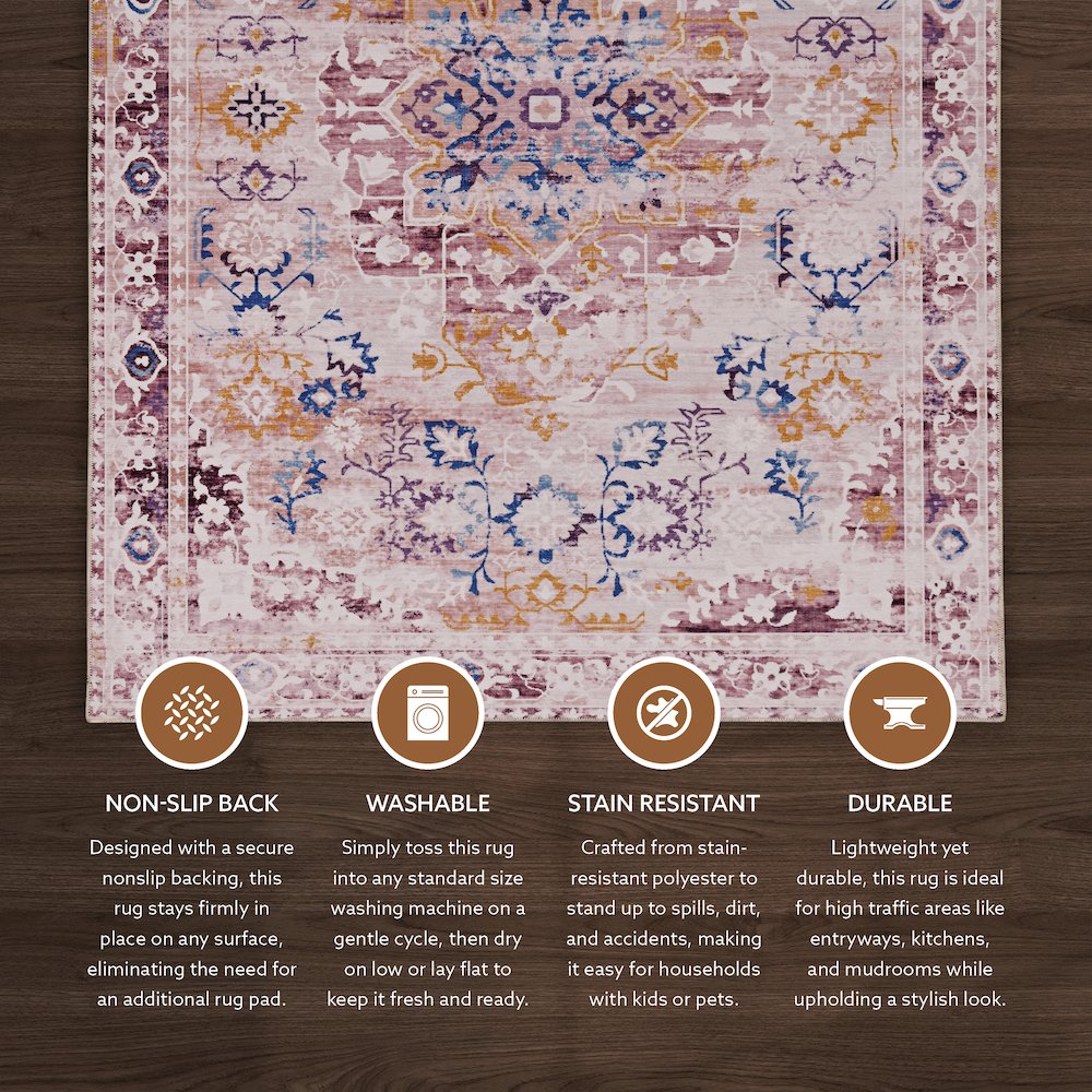 Washable Micah Pink/Gold 2x3, Rug. Picture 3