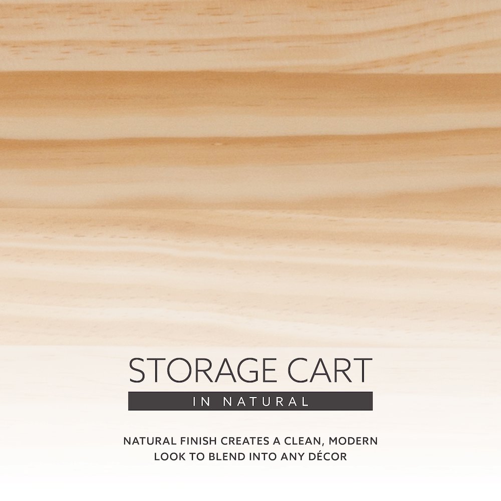 Cary Six Drawer Rolling Storage Cart, Natural. Picture 14