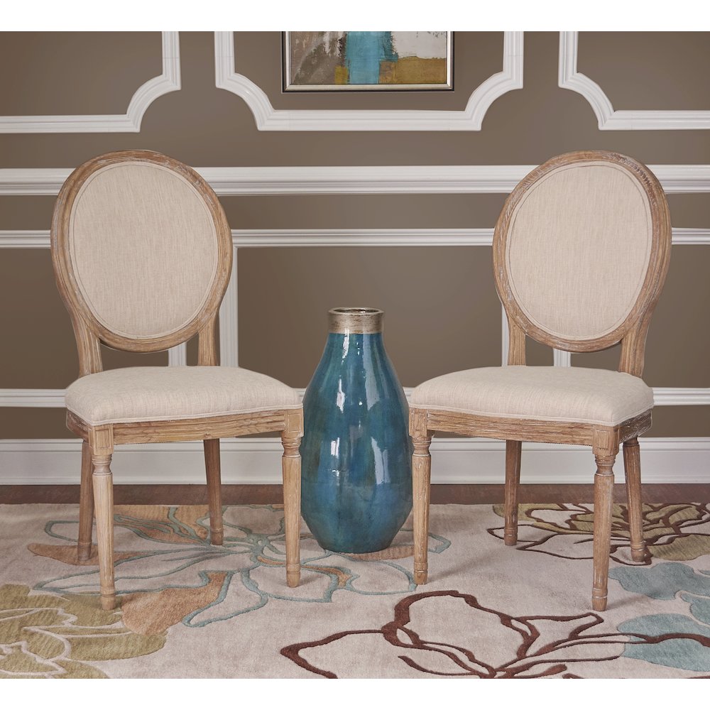 Avalon Linen Oval Back Chair Set Of Two. Picture 3