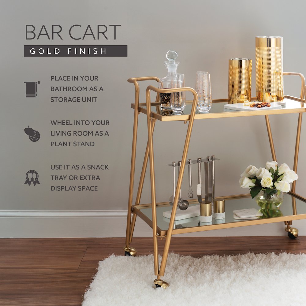 Gold Mid-Century Bar Cart. Picture 8