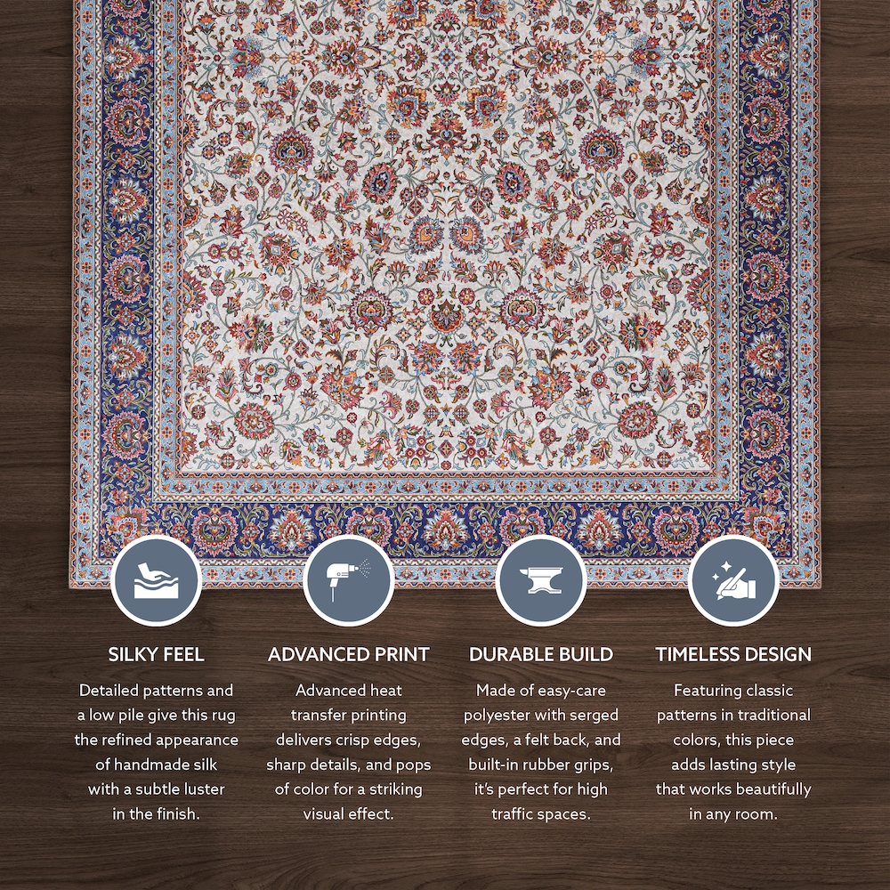 Emerald Ritchie Ivory & Blue 3.3x5, Rug. Picture 2