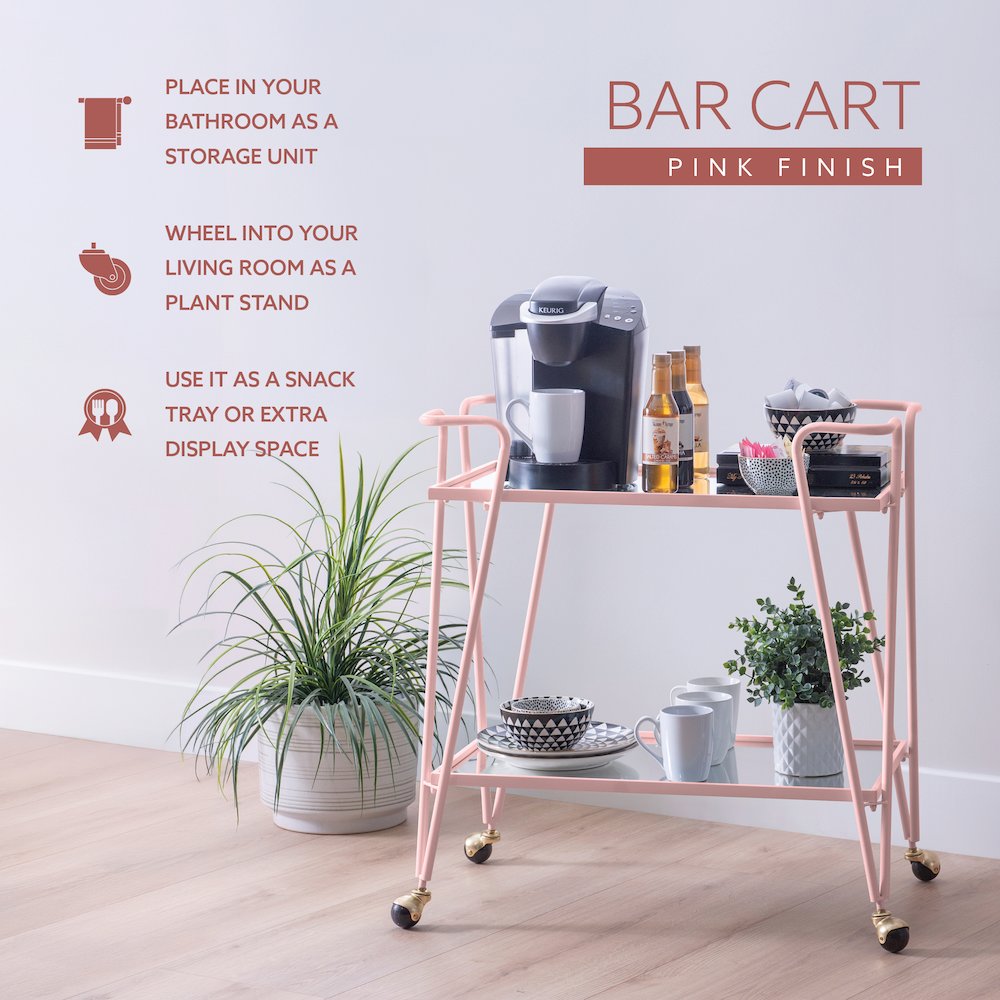 Pink Mid-Century Bar Cart. Picture 10