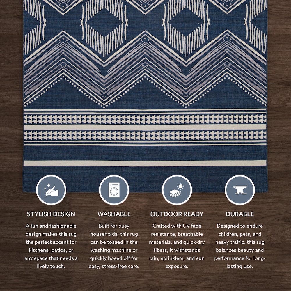 Outdoor Washable Boynton Navy & Ivory 7' X 9', Rug. Picture 5
