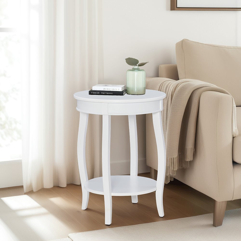 White Round Table with Shelf. Picture 5