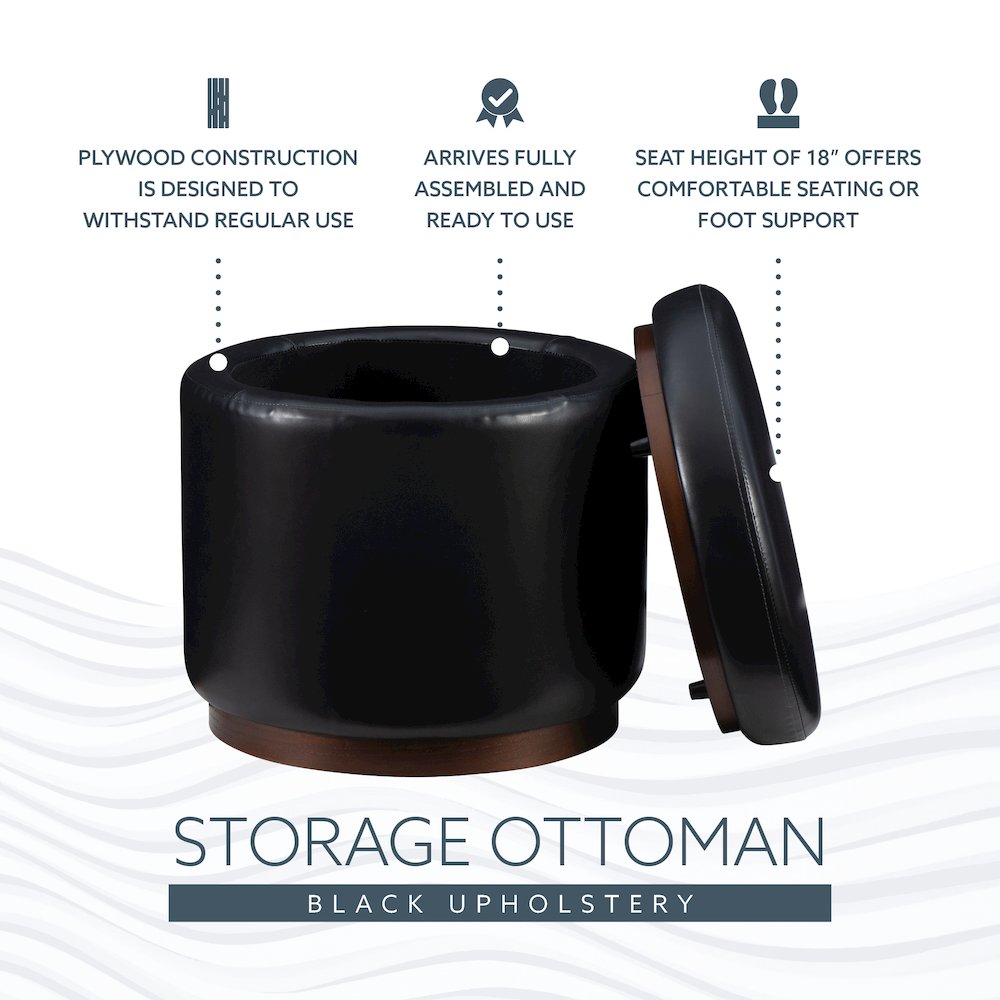 Blanche Storage Ottoman Black Pu. Picture 11