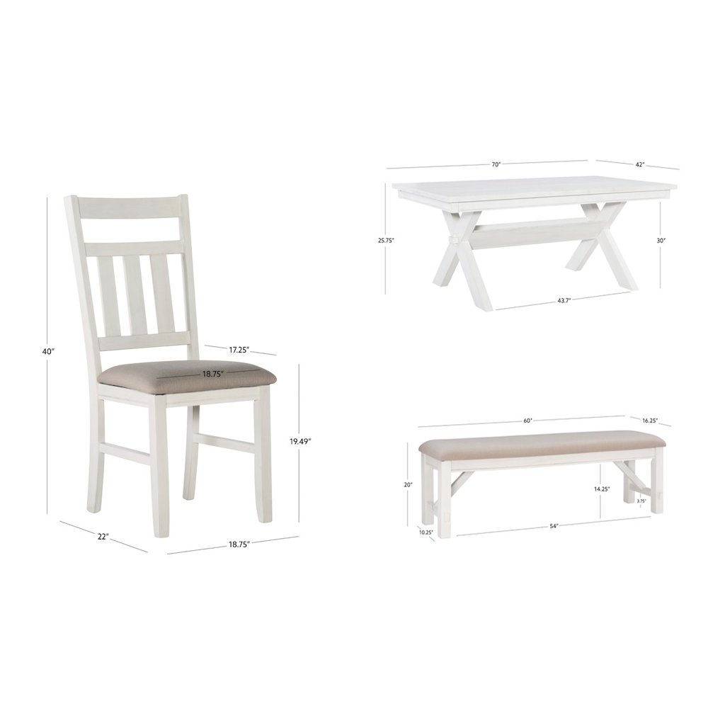 Turino Distressed White 6 PC Dining Set. Picture 14