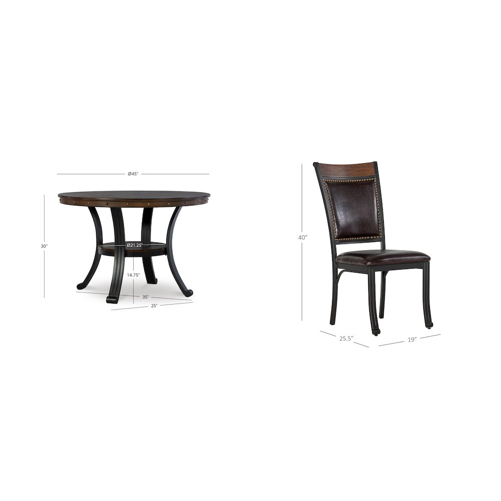 Franklin 5 Piece Dining Group, Dark Brown. Picture 10