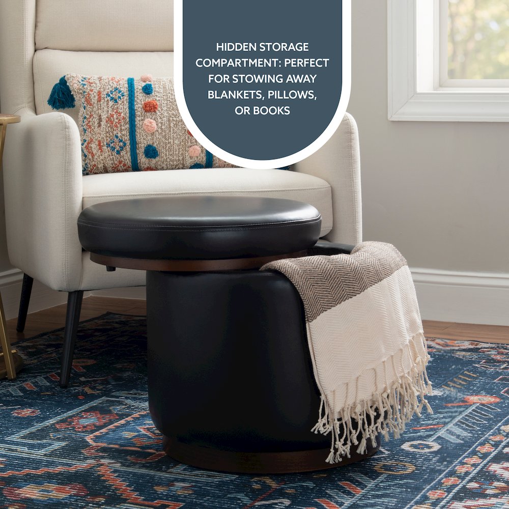 Blanche Storage Ottoman Black Pu. Picture 9