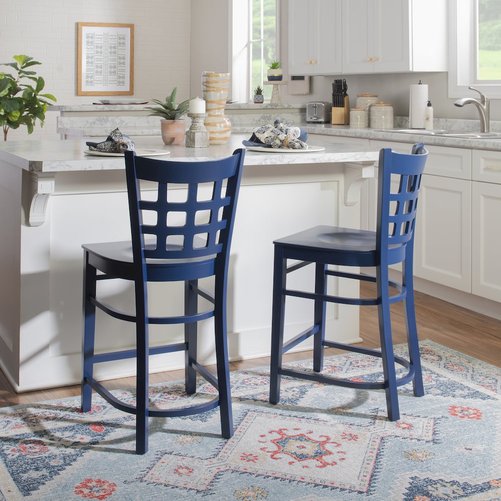 Lola Navy Counter Stool W Wood Seat. Picture 3