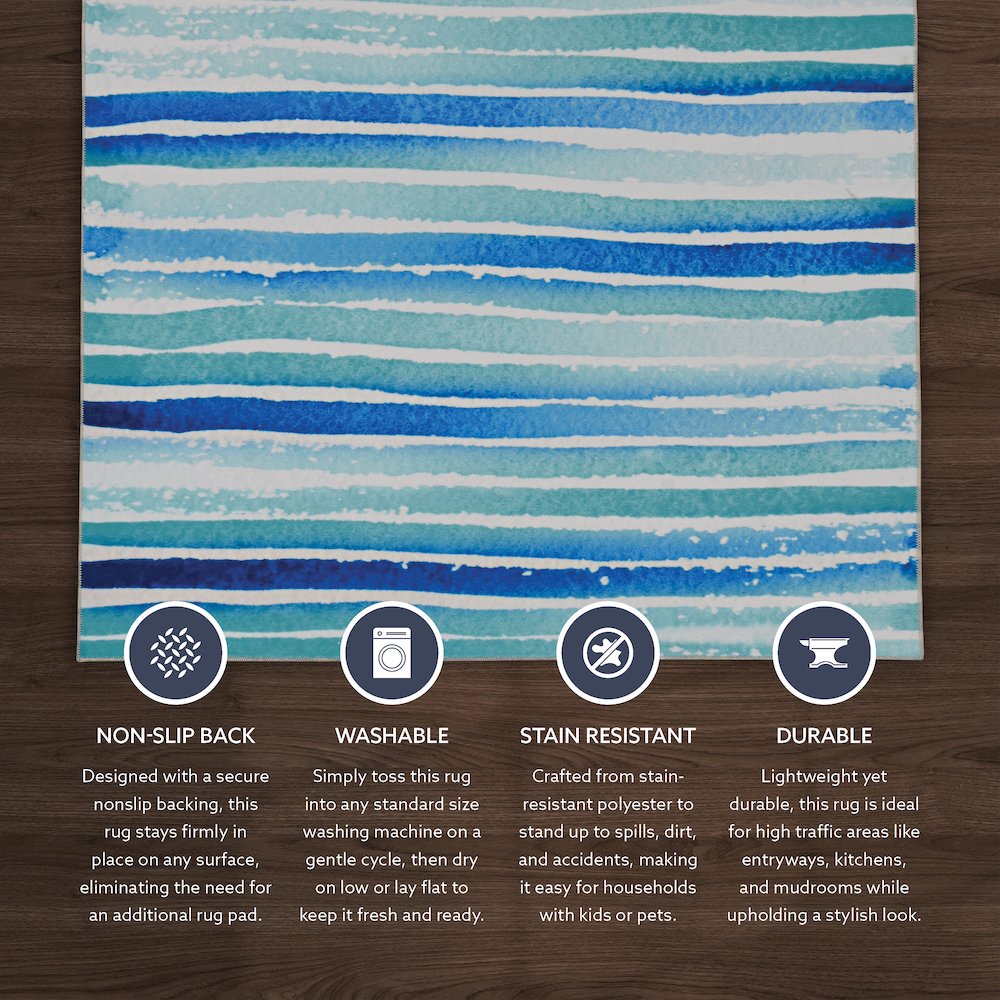 Washable Janna Ivory/Blue 3x5, Rug. Picture 3