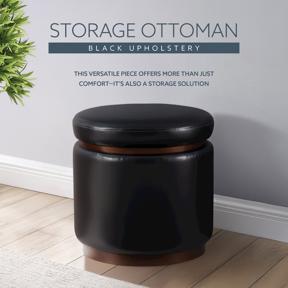 Blanche Storage Ottoman Black Pu. Picture 8