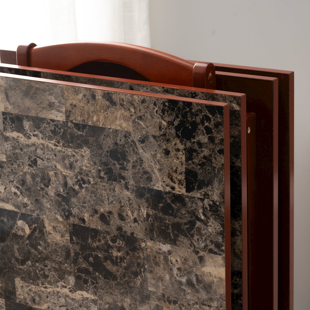 Tray Table Set Faux Marble -Brown. Picture 6